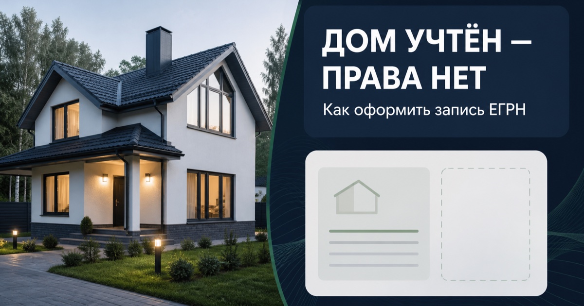 Загородный дом и карточка ЕГРН без отметки о зарегистрированном праве