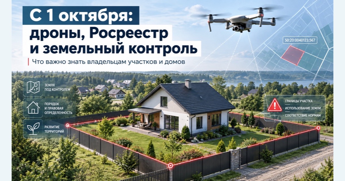 Дрон над домом и участком: с 1 октября — дроны, Росреестр и земельный контроль