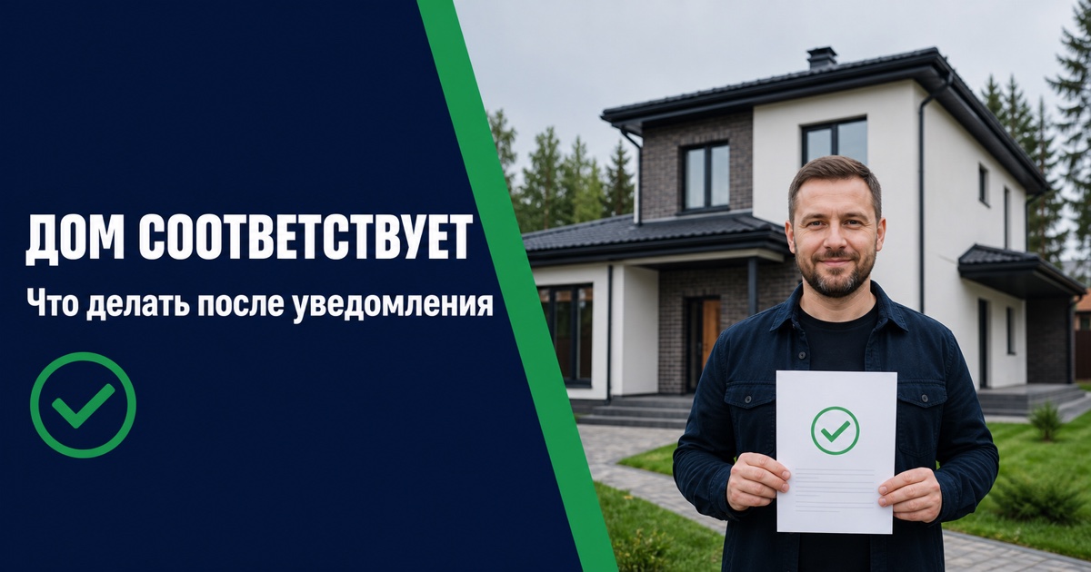 Построенный загородный дом и уведомление о соответствии